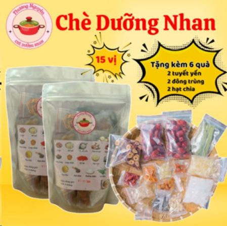 Combo 2 set chè dưỡng nhan 15 vị 500g Phương Nguyên - Tặng 6 quà (2 tuyết yến, 2 đông trùng, 2 hạt chia)